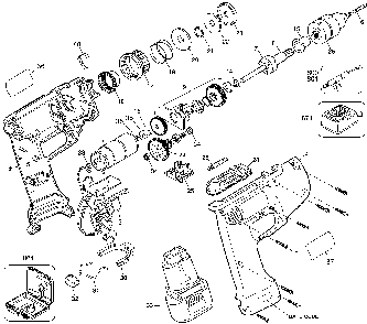Exploded Diagram A Diagram and Parts List for 1964K-50 Type 2 Black and Decker Cordless Drill